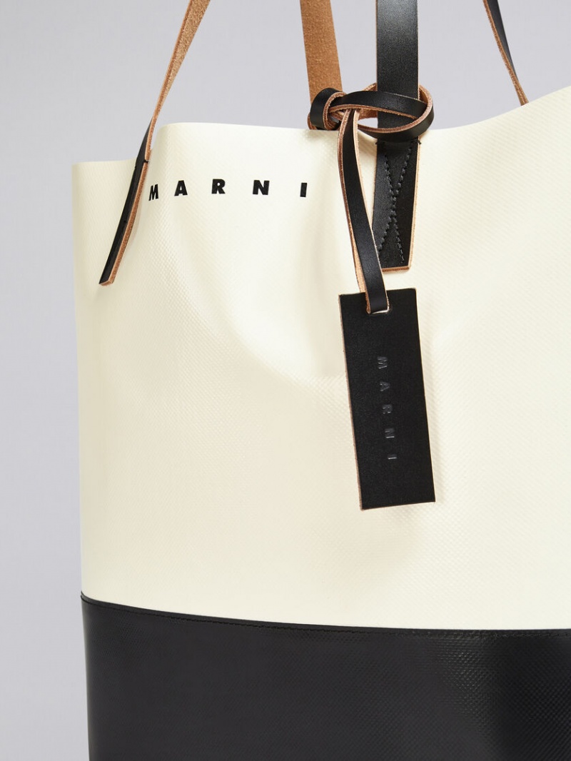 Marni Tribeca Shopping Bag Vita Svarta | SEJKU48861