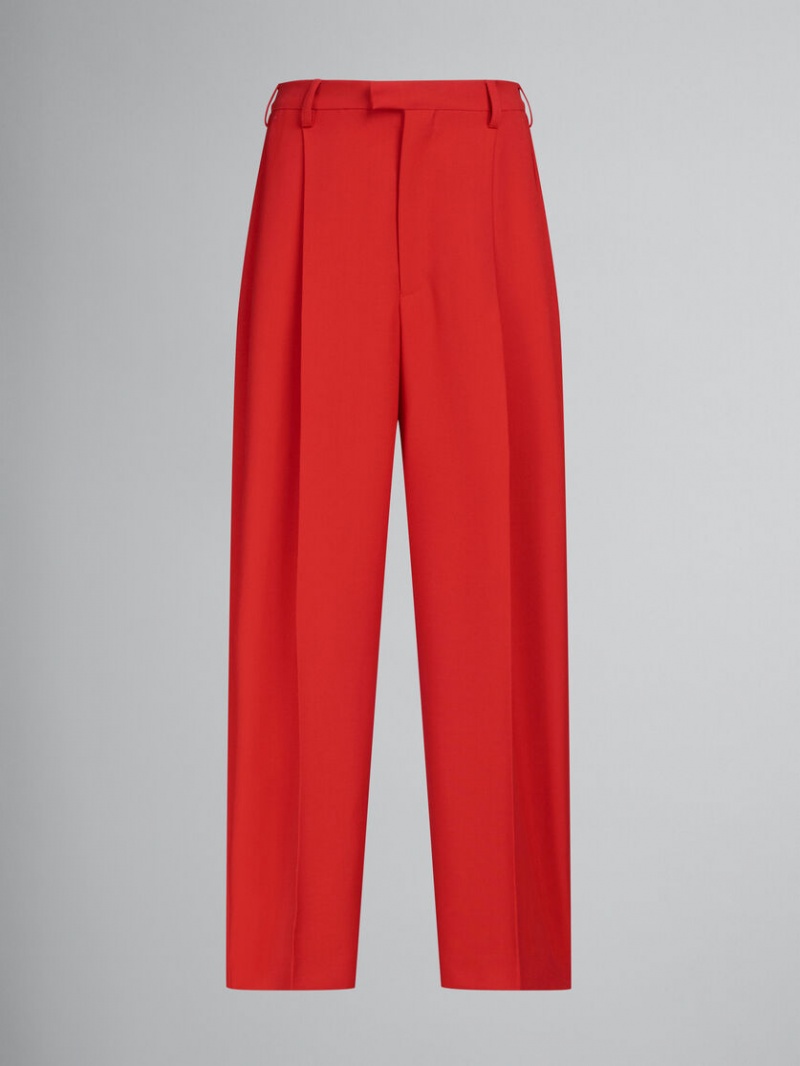 Marni Tropical Ull Tailored Trousers Röda | XSEGW12946