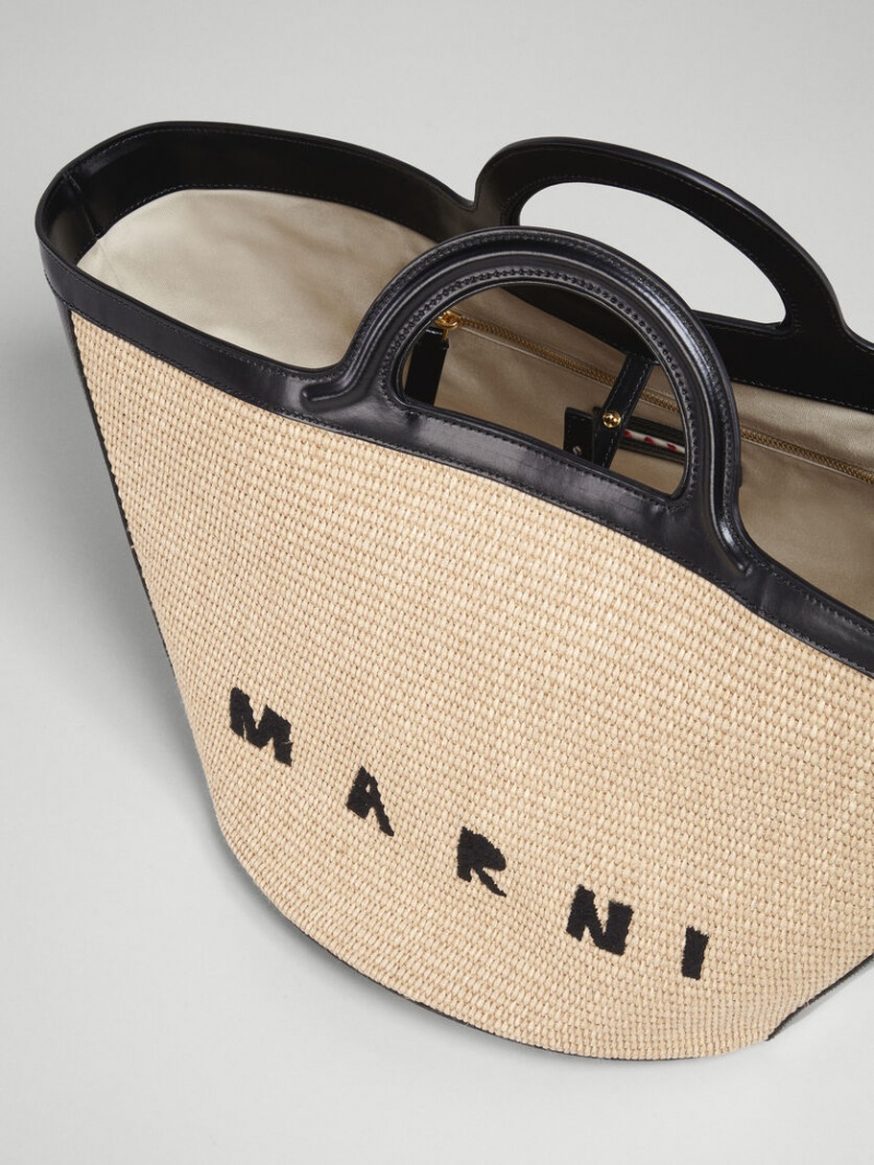 Marni Tropicalia Large Bag Läder And Raffia Svarta | SSEVO33701