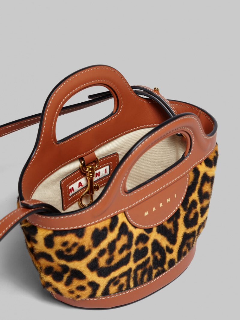 Marni Tropicalia Micro Bag Korta-hair Shearling Leopard | YSEVQ47131