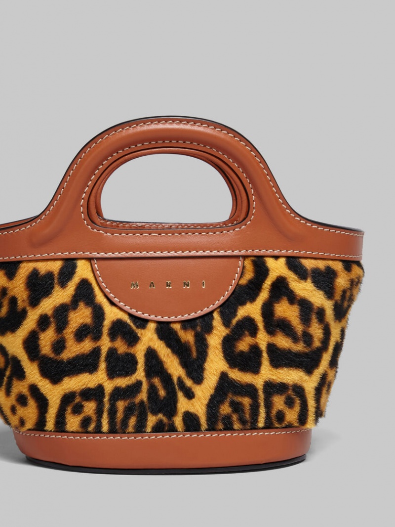 Marni Tropicalia Micro Bag Korta-hair Shearling Leopard | SSEVO18632