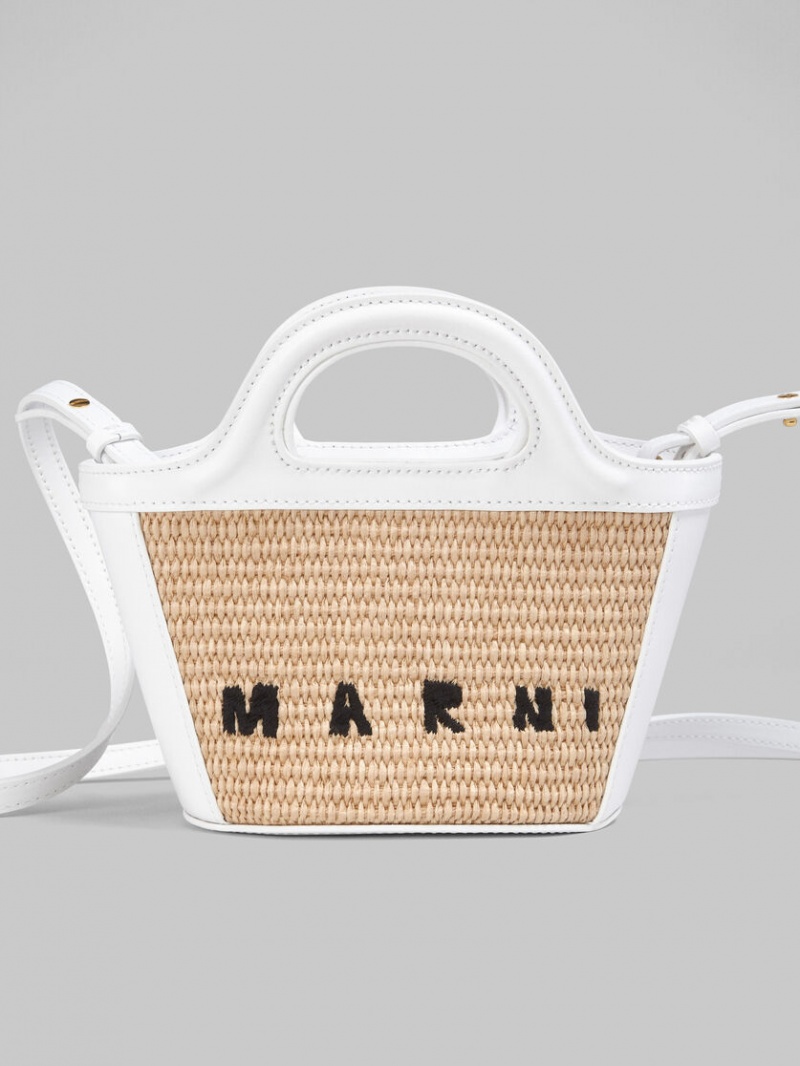 Marni Tropicalia Micro Bag Läder And Raffia Vita | SECVG62202