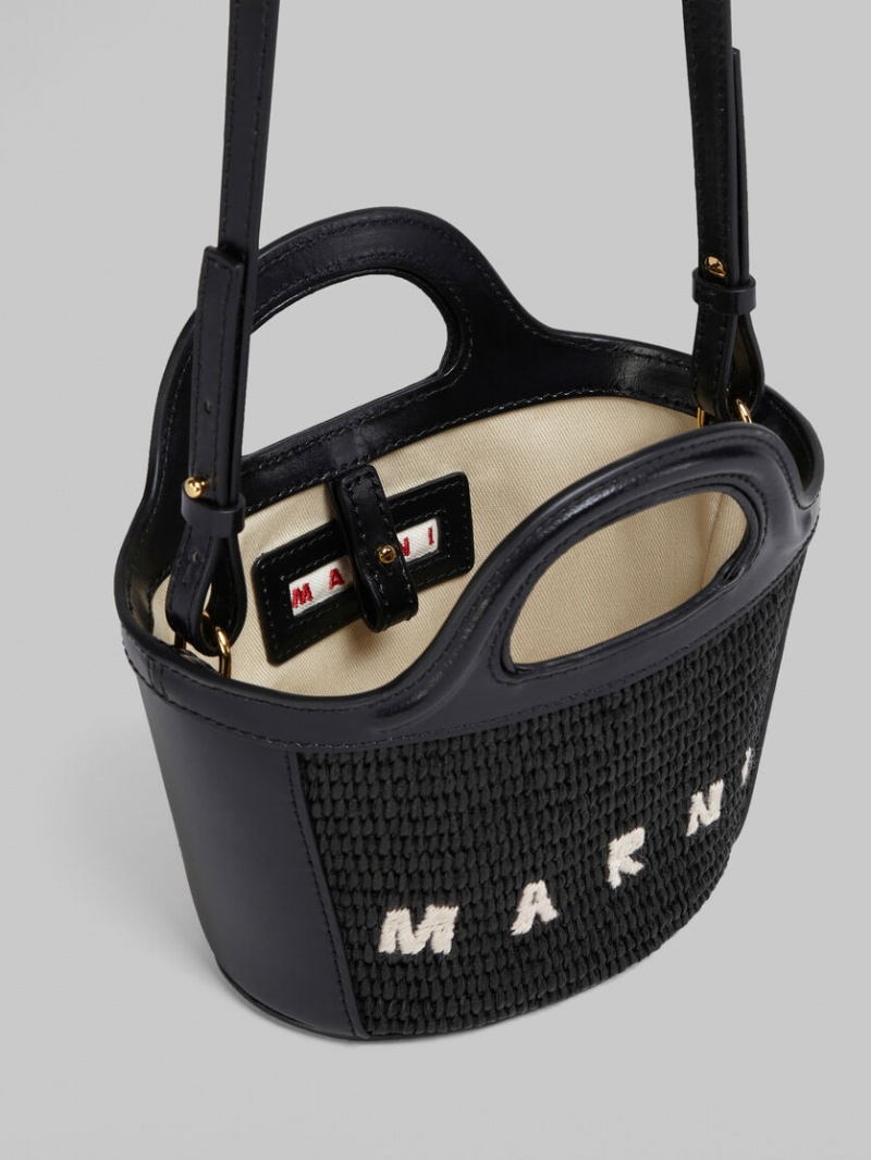 Marni Tropicalia Micro Bag Läder And Raffia Svarta | SEJZR59753