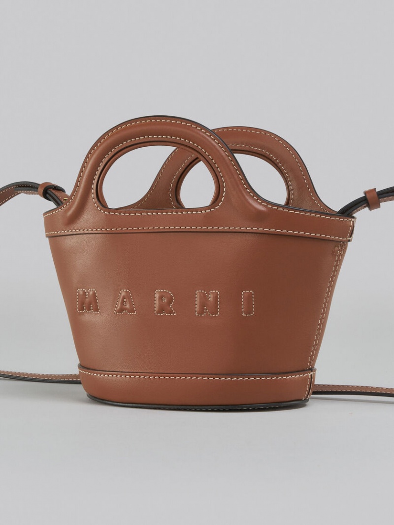 Marni Tropicalia Micro Bag Läder Bruna | XSEBH65111