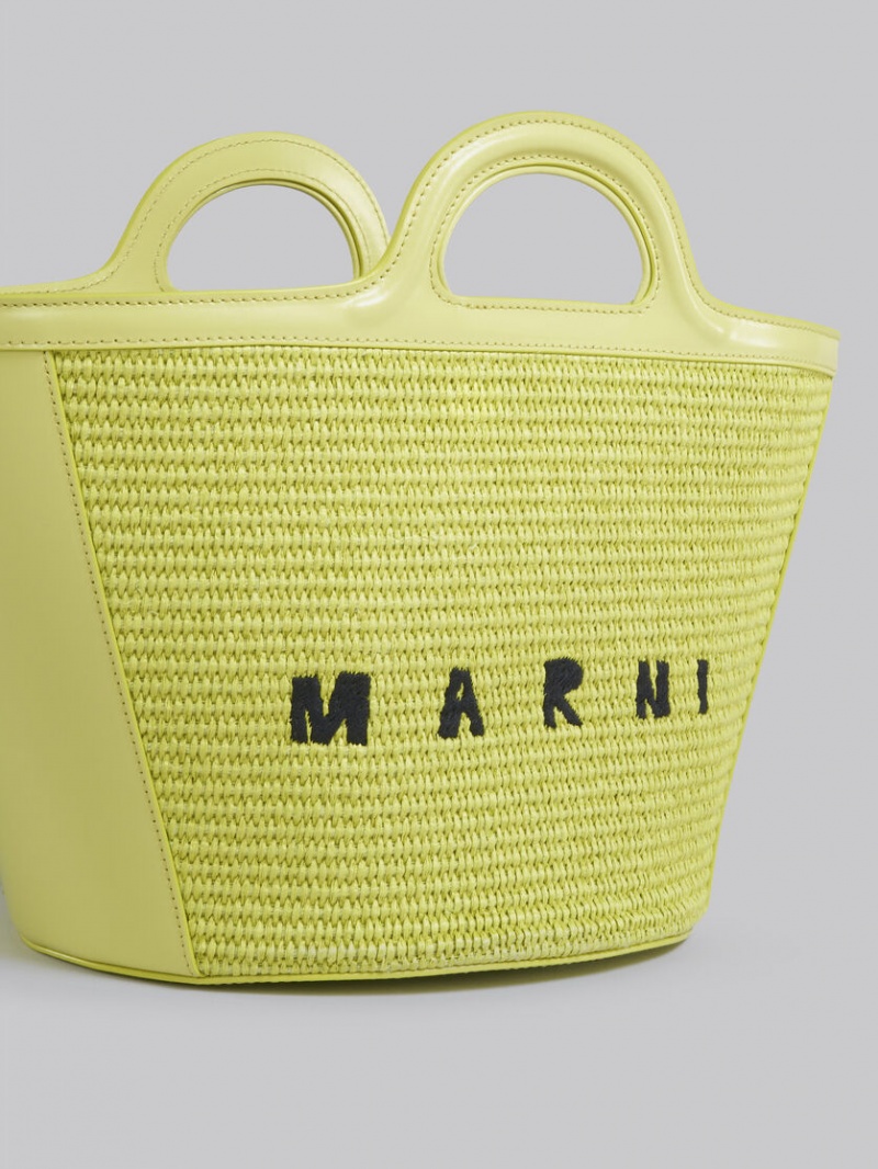 Marni Tropicalia Small Bag Läder And Raffia Gula | SENZX84308