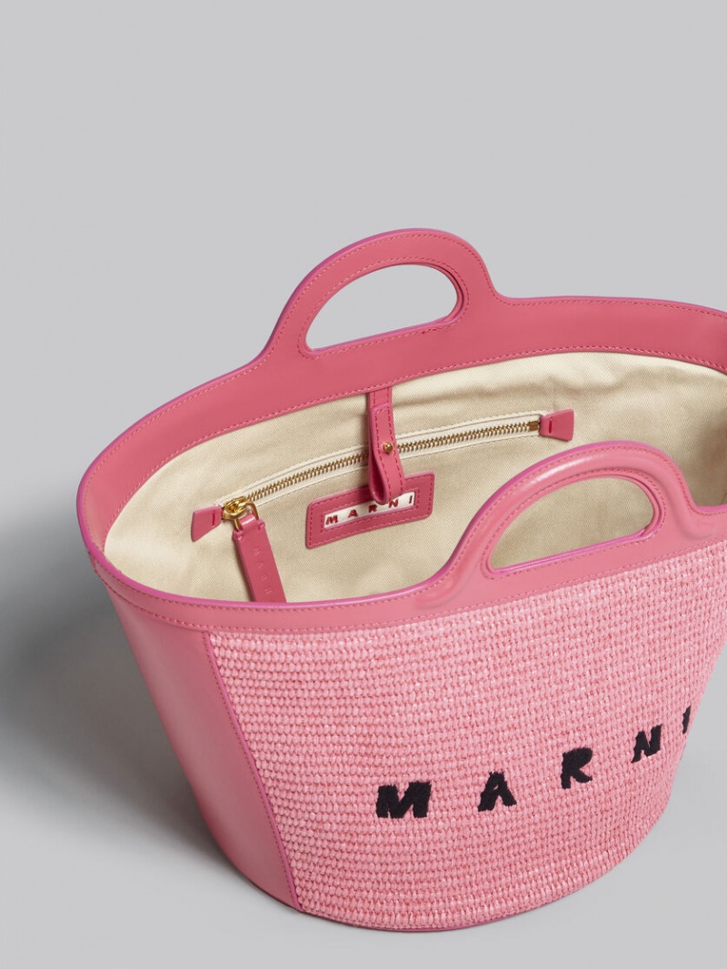 Marni Tropicalia Small Bag Läder And Raffia Rosa | FSEHY51169