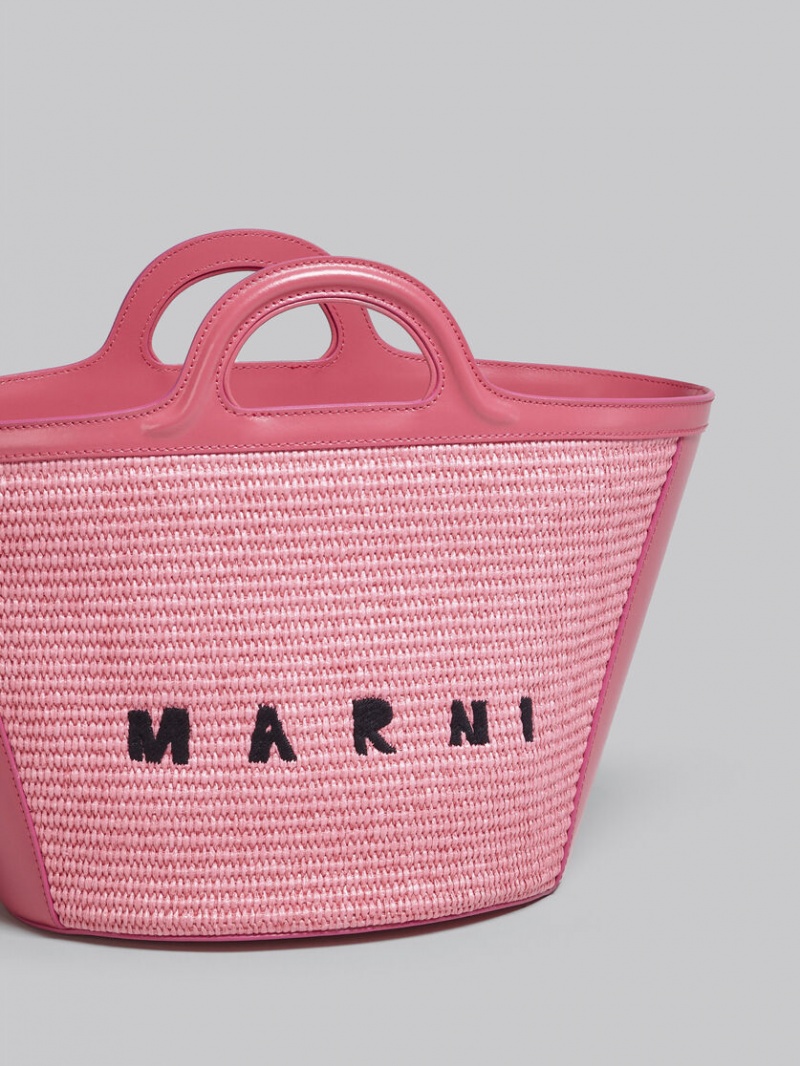 Marni Tropicalia Small Bag Läder And Raffia Rosa | FSEHY51169