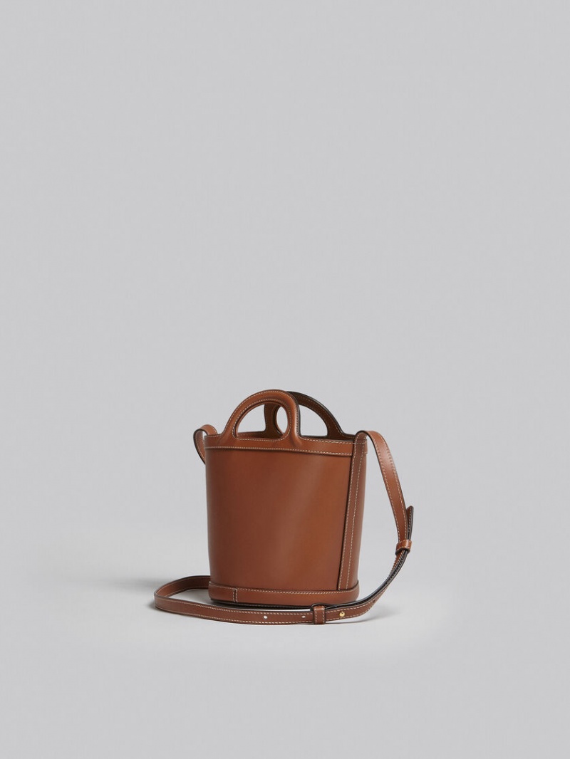 Marni Tropicalia Small Bucket Bag Läder Bruna | SEQAV31137