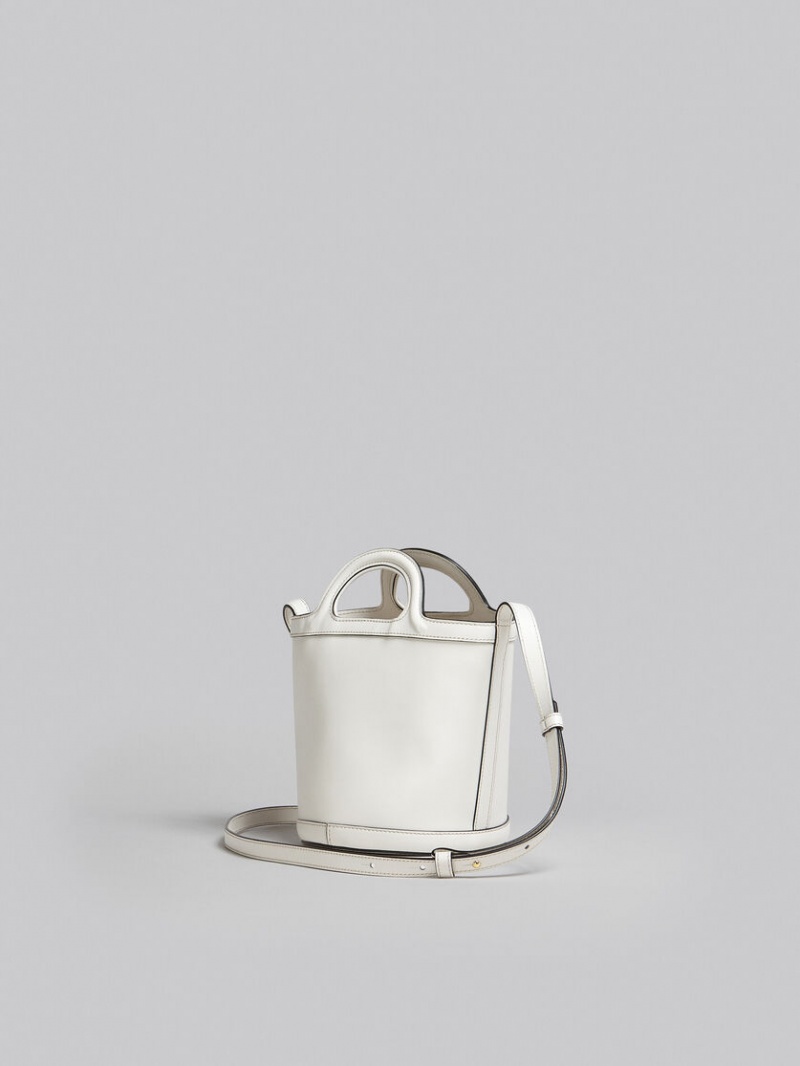 Marni Tropicalia Small Bucket Bag Läder Vita | PSEER89899