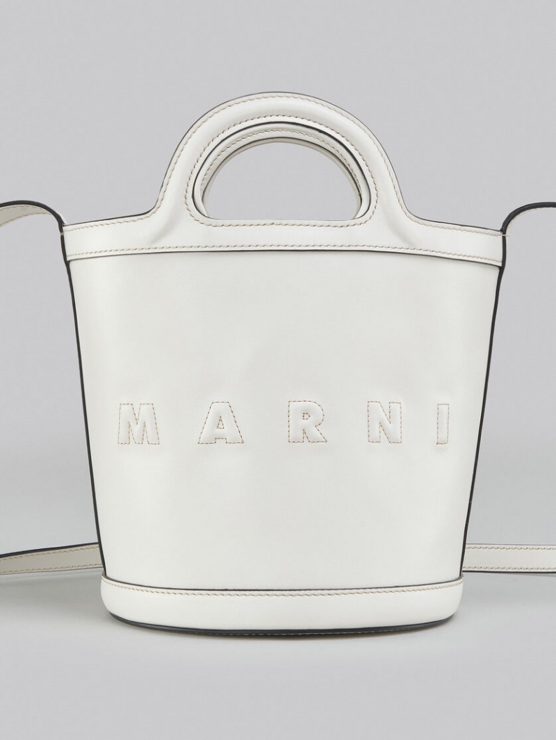 Marni Tropicalia Small Bucket Bag Läder Vita | PSEER89899