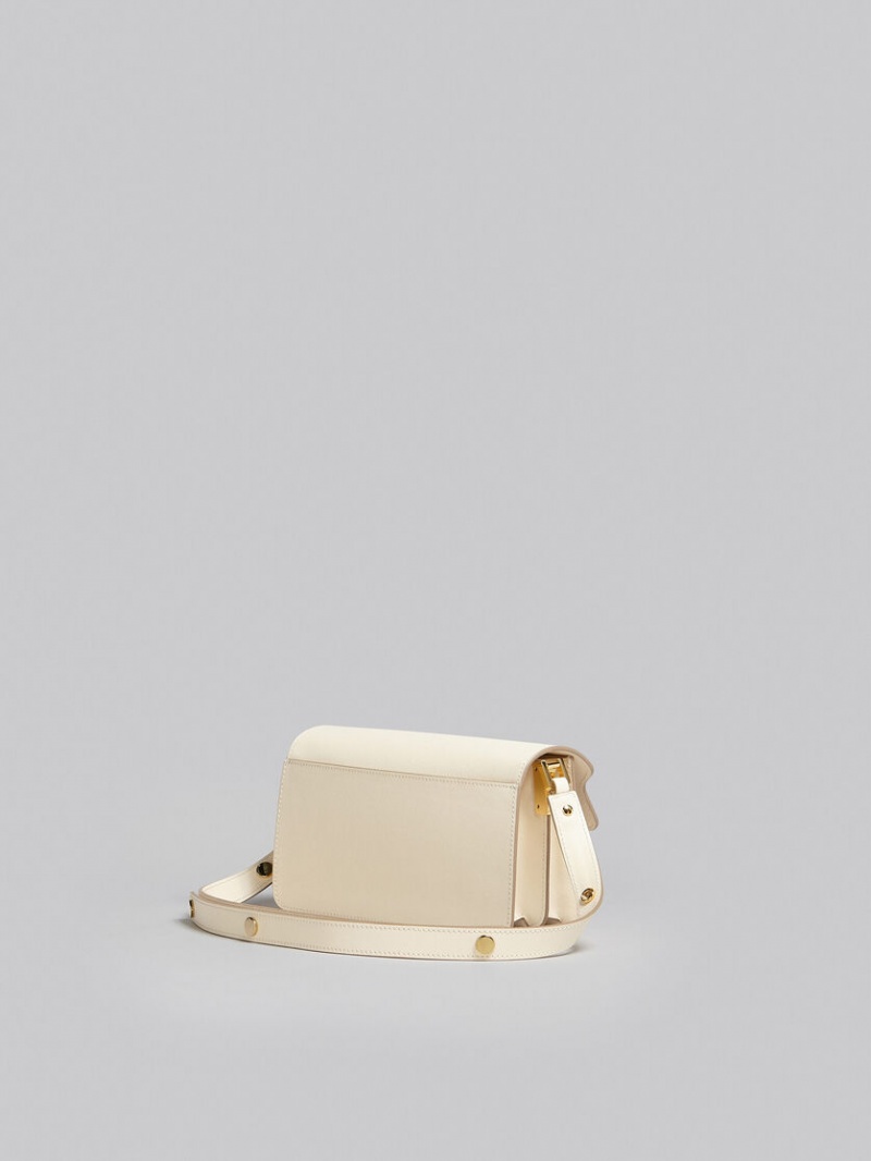 Marni Trunk Bag E/W In White Saffiano Läder Vita | QSEWA48634