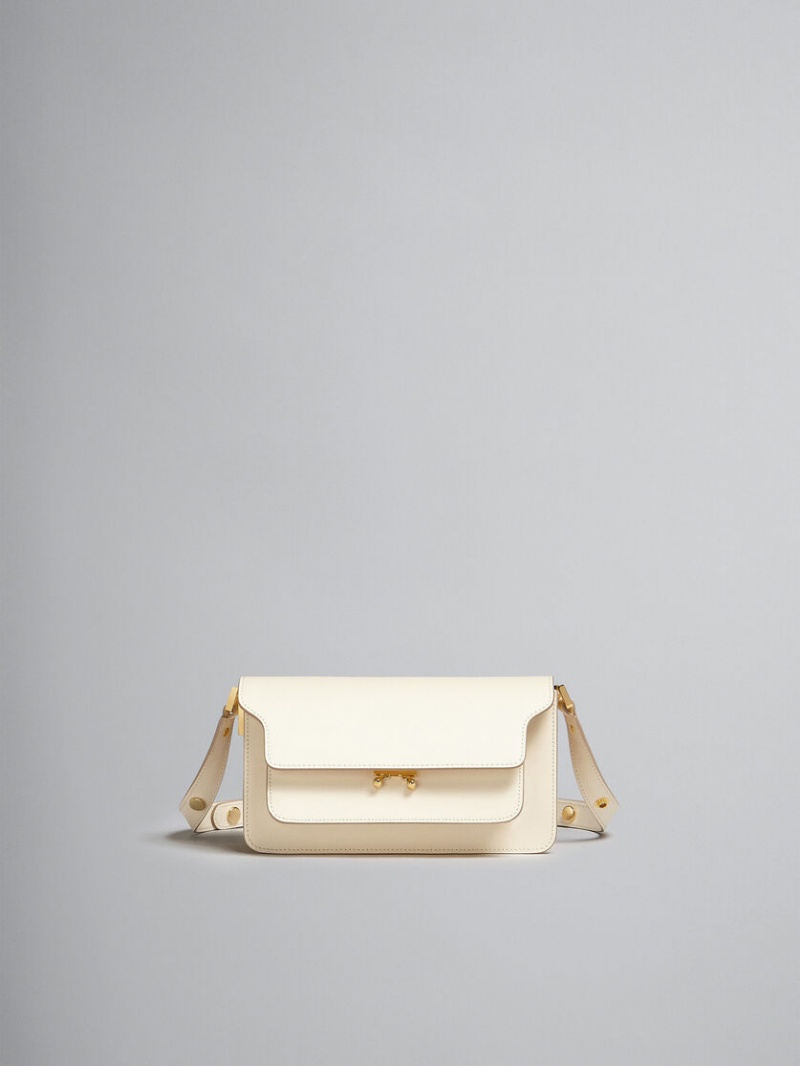 Marni Trunk Bag E/W In White Saffiano Läder Vita | QSEWA48634