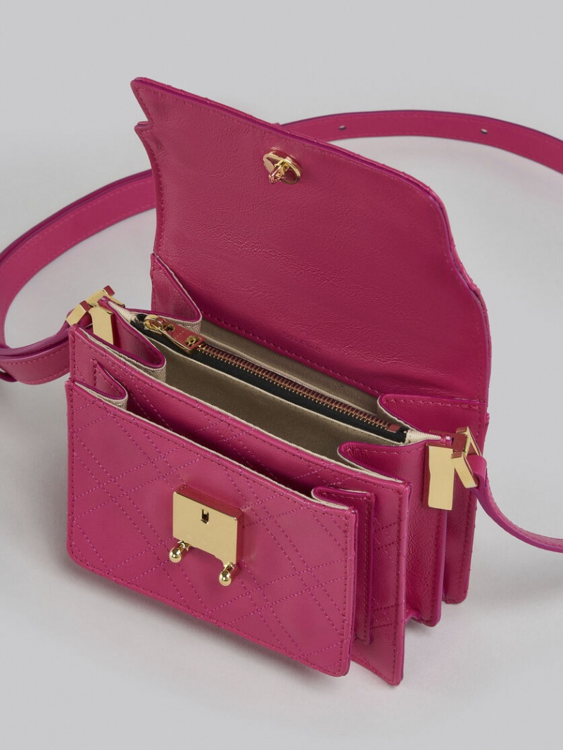 Marni Trunk Soft Mini Bag Läder Fuchsia | SEEGJ14967