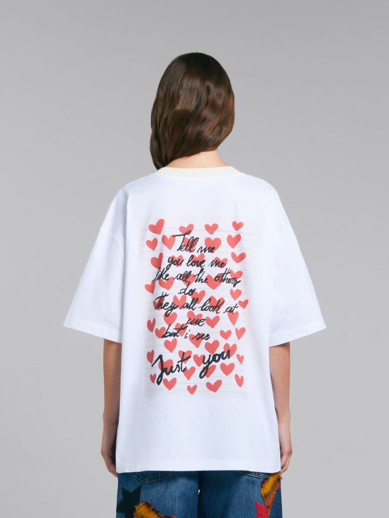 Marni T-shirt With Hearts Print Vita | ASEDF15731