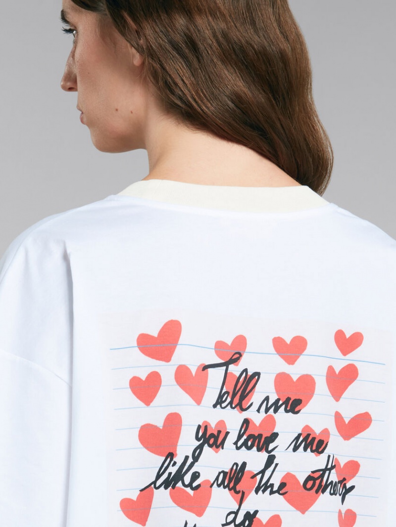 Marni T-shirt With Hearts Print Vita | ASEDF15731