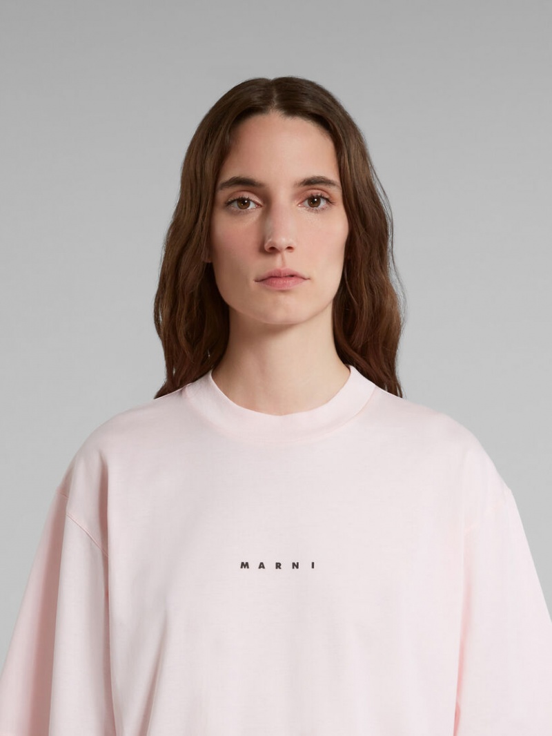 Marni T-shirt With Logo Print Rosa | SEJKU55890