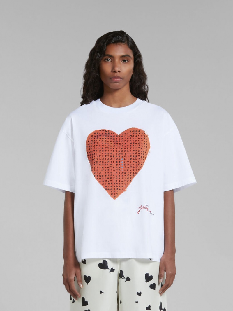 Marni T-shirt With Wordsearch Heart Print Vita | MSEHR48944