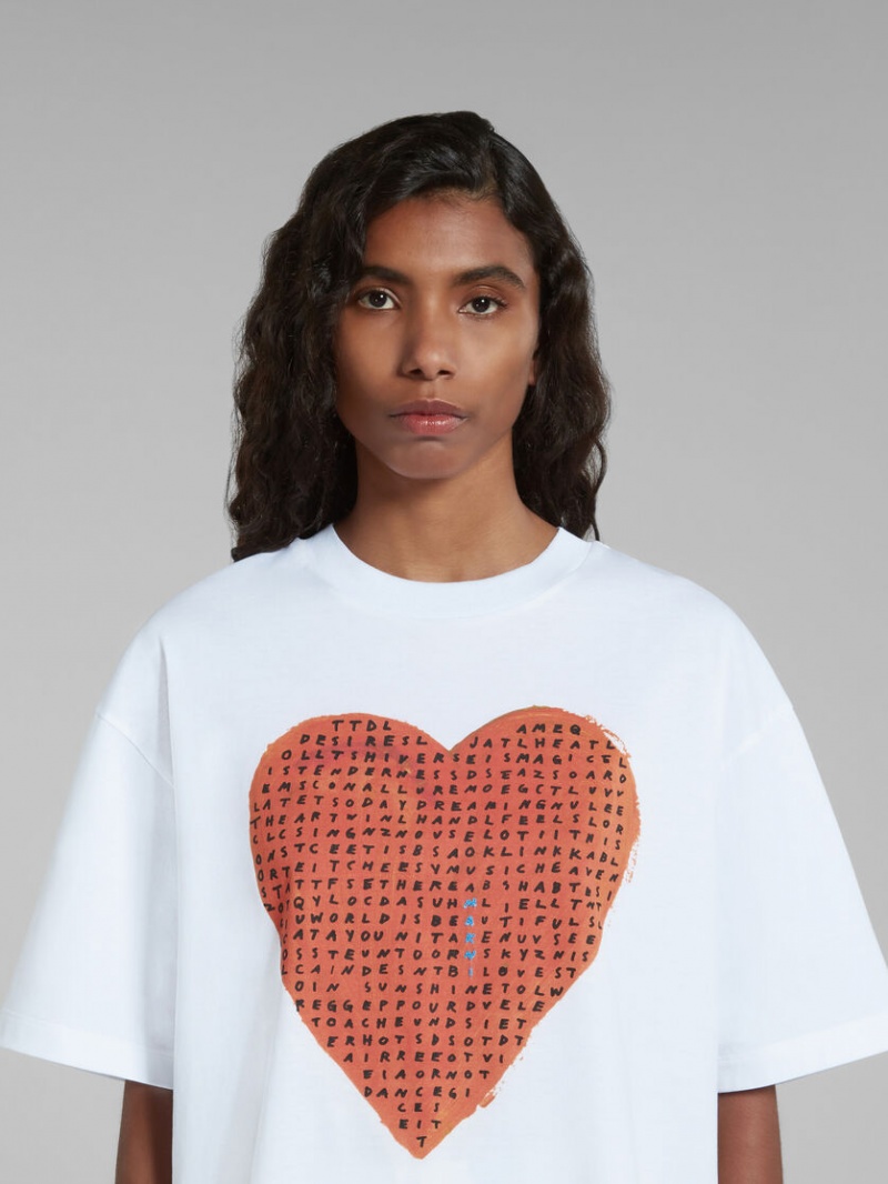 Marni T-shirt With Wordsearch Heart Print Vita | MSEHR48944