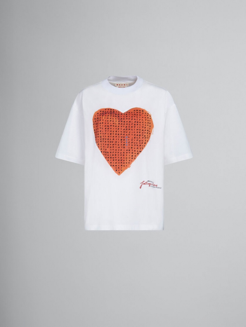 Marni T-shirt With Wordsearch Heart Print Vita | MSEHR48944