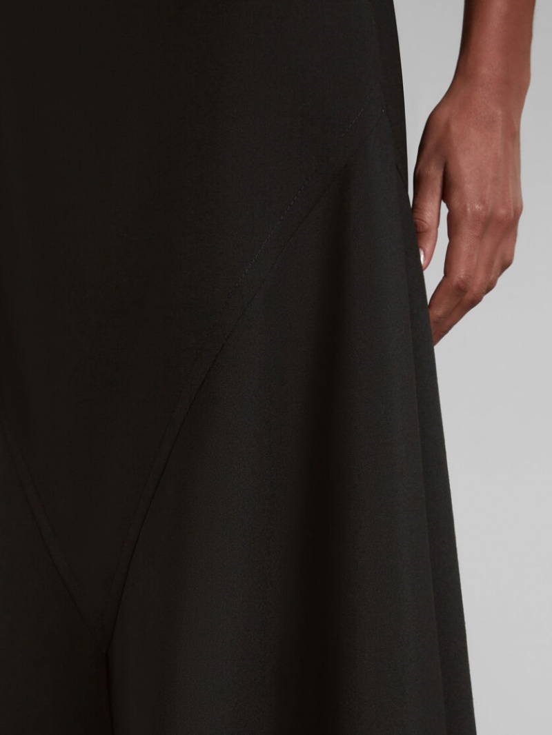 Marni Ull Skirt With Asymmetric Hem Svarta | SEDFL19591