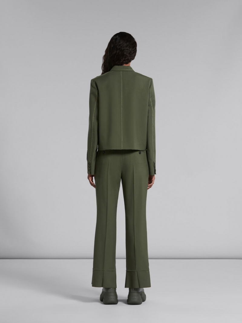 Marni Ull Trousers With Pressed Pleats Gröna | GSEUC69176