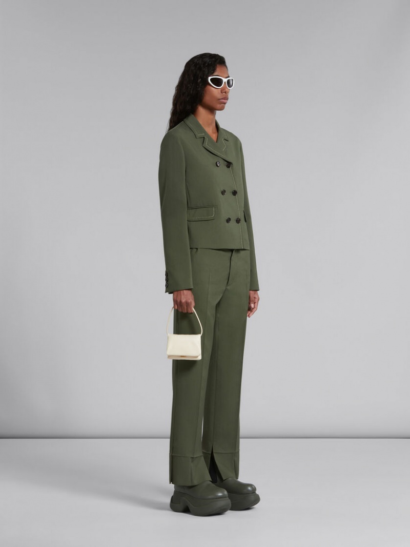 Marni Ull Trousers With Pressed Pleats Gröna | GSEUC69176