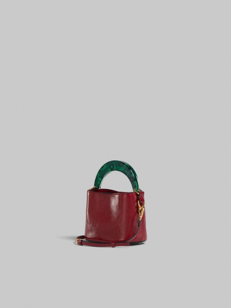 Marni Venice Mini Bucket Bag Lack Läder Röda | SECVG30409