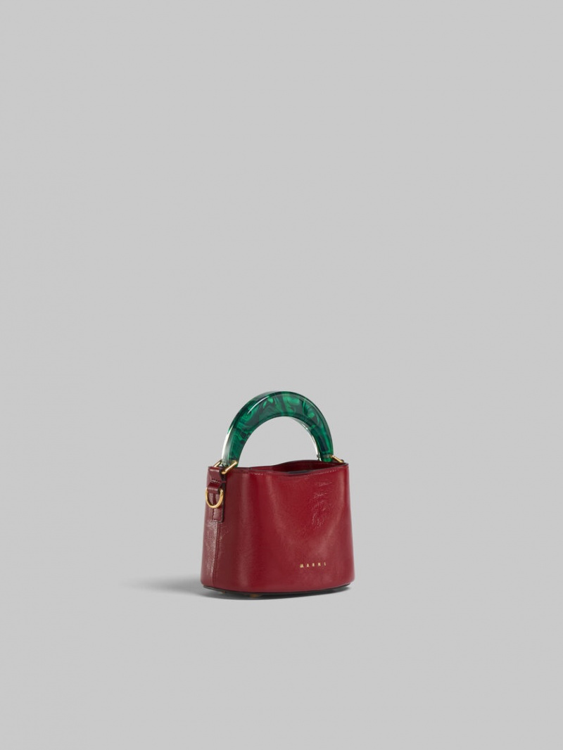 Marni Venice Mini Bucket Bag Lack Läder Röda | SECVG30409