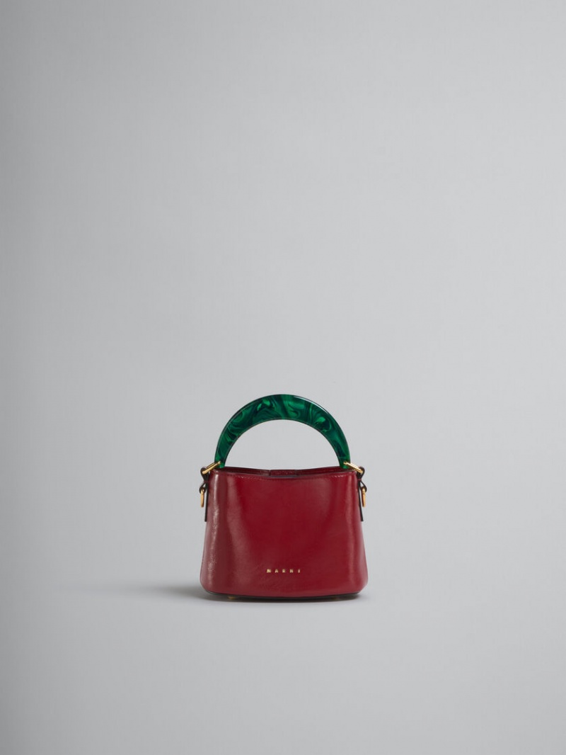 Marni Venice Mini Bucket Bag Lack Läder Röda | SECVG30409