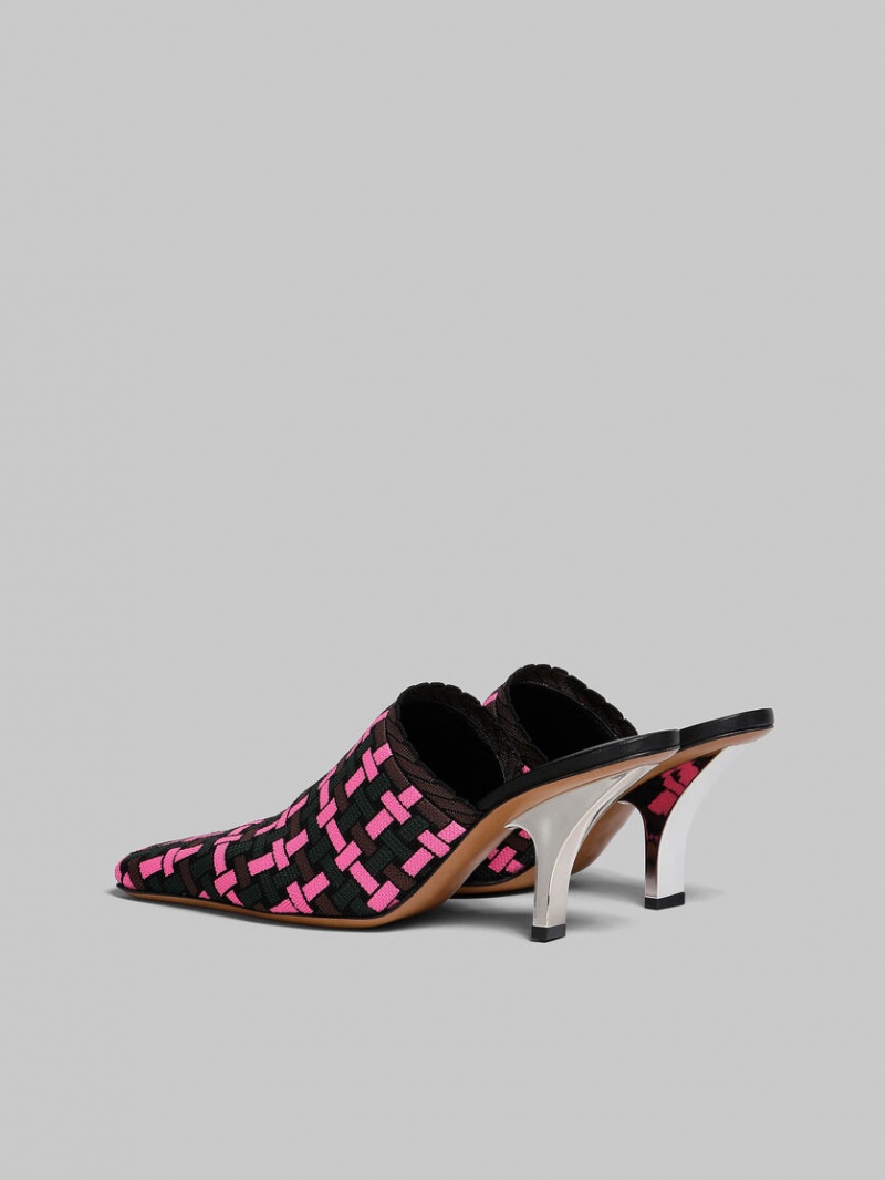 Marni Woven-effect Mule Fuchsia Bruna Mörkgröna | SSENY88596