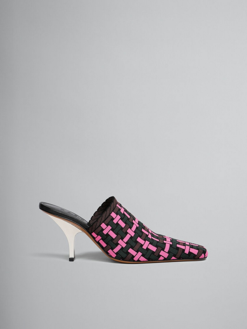 Marni Woven-effect Mule Fuchsia Bruna Mörkgröna | SSENY88596