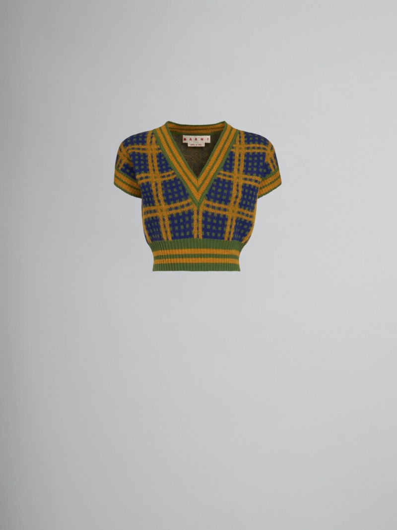 Marni Ärmlös Jumper With \'50s Check Gröna | BSESD35688